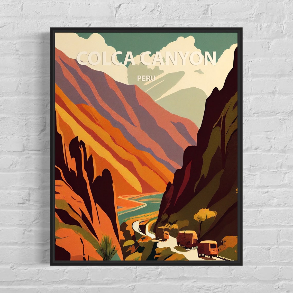Colca Canyon Peru Poster with Dramatic Colorful Canyon Walls