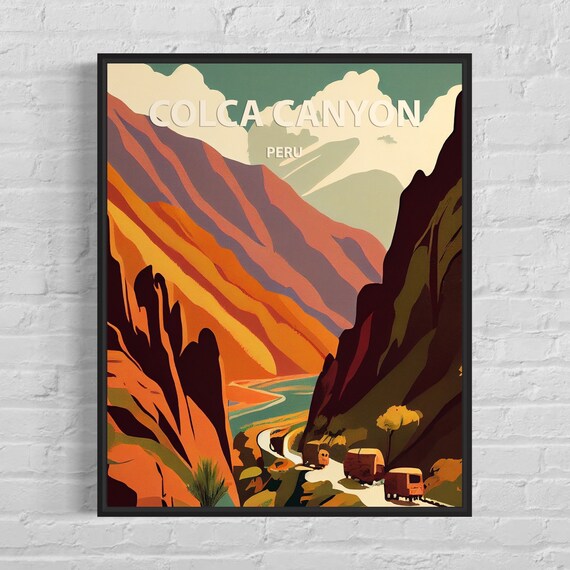 Colca Canyon Peru Poster with Dramatic Colorful Canyon Walls