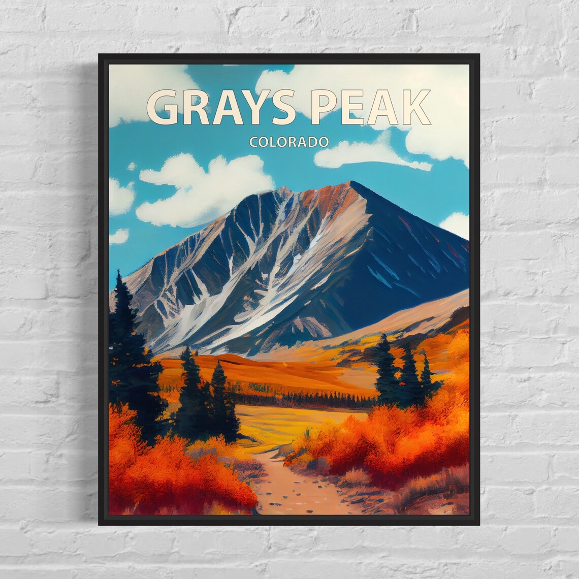 Grays Peak Colorado Autumn Mountain Landscape Minimal Travel Poster