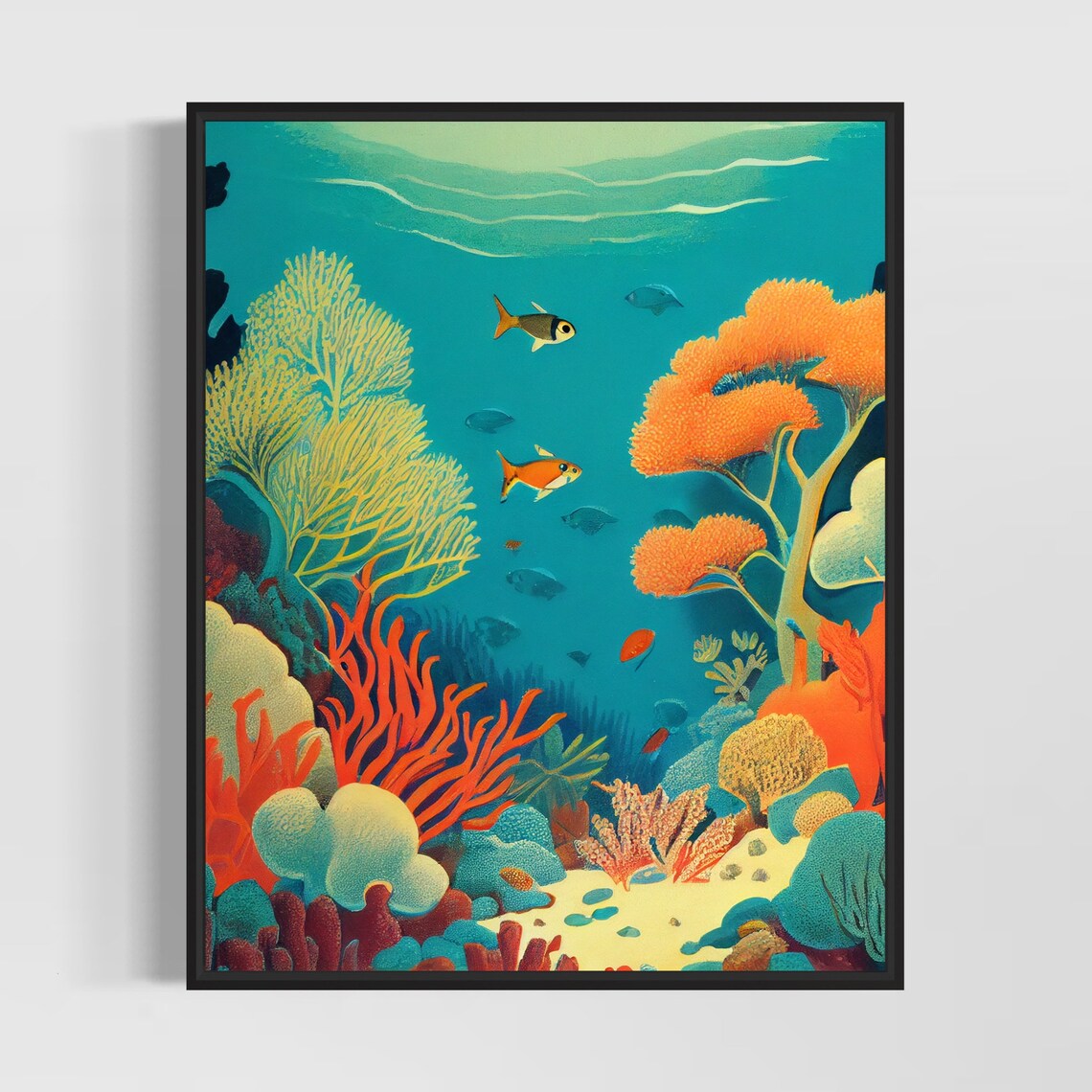 Coral Reef Underwater Tropical Fish Vintage Ocean Life Poster