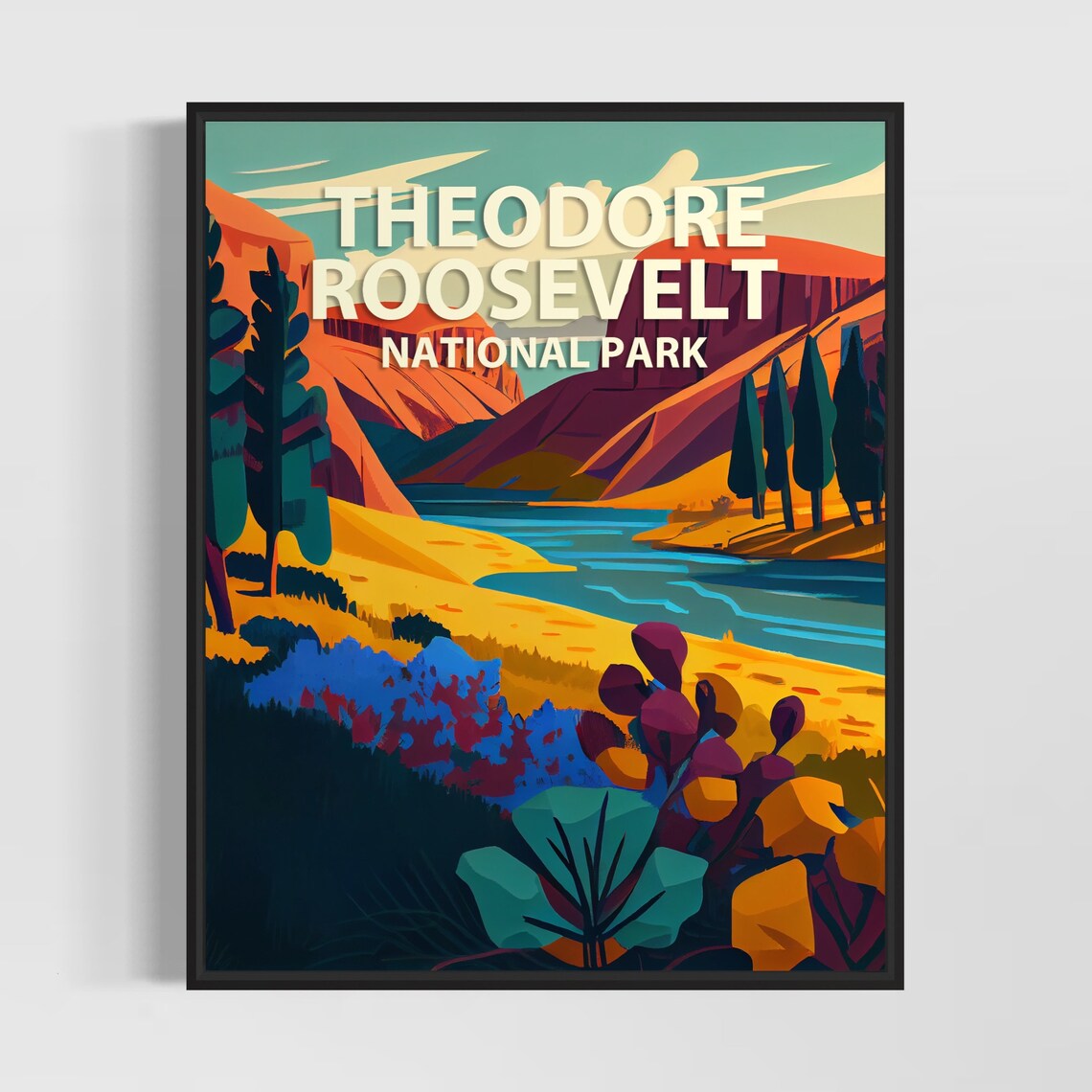 Theodore Roosevelt National Park Painted Badlands Retro Poster