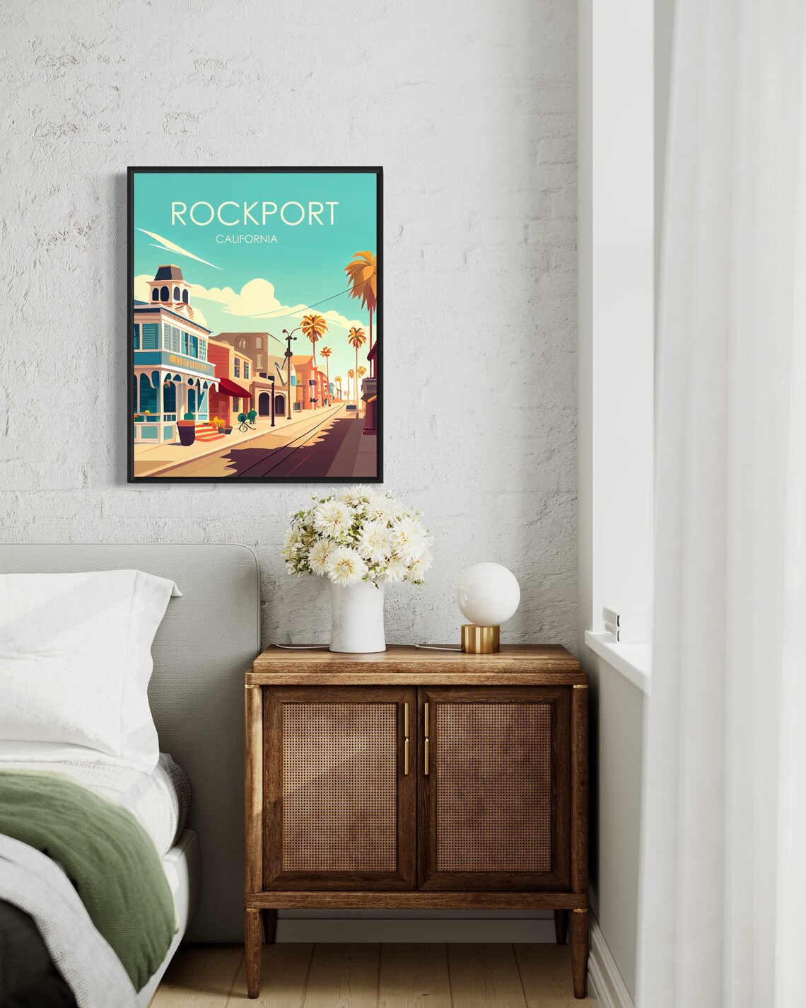 Rockport California Victorian Main Street Retro Travel Art Poster - Image 2
