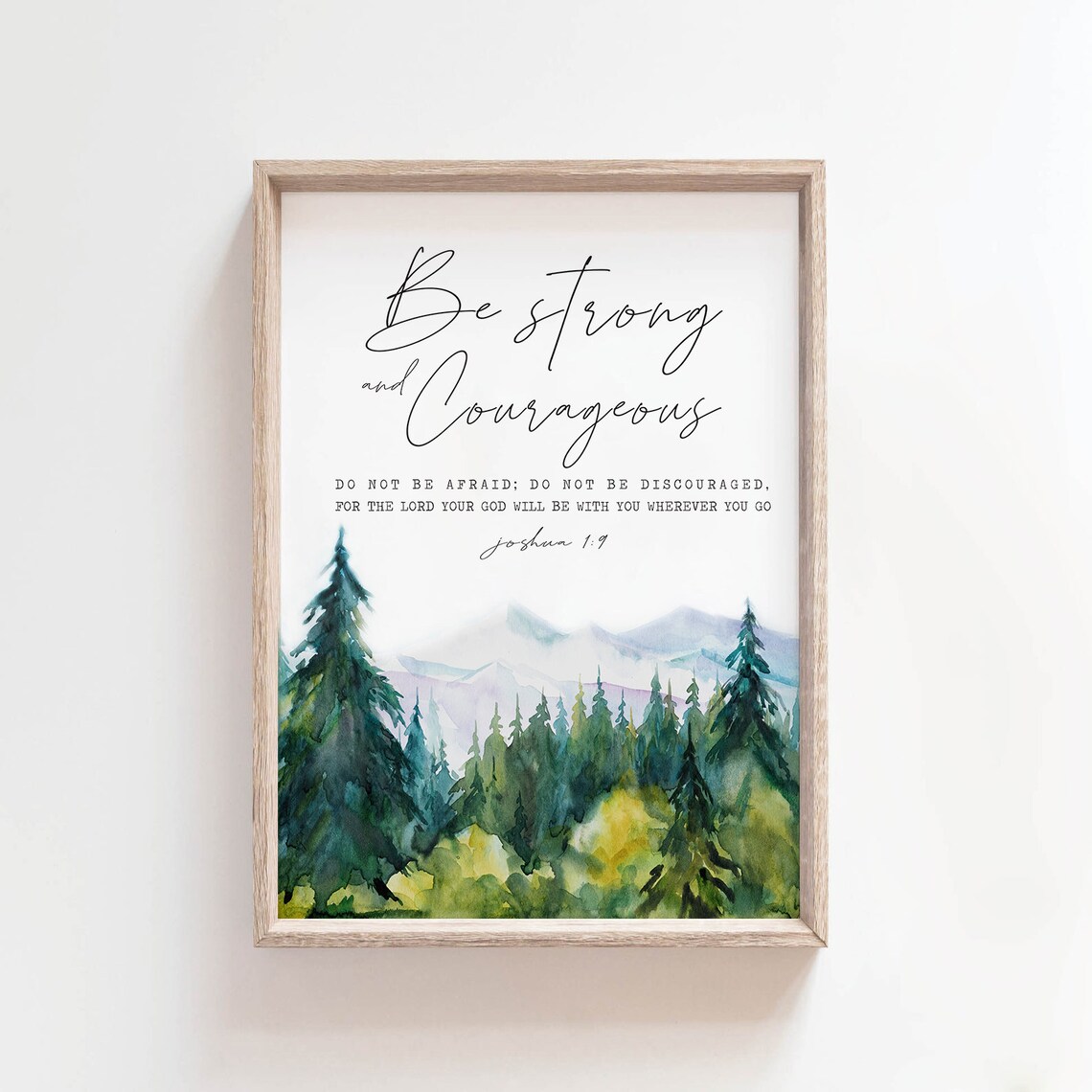 Be Strong and Courageous Sign, Bible Verse Art Print - Image 2