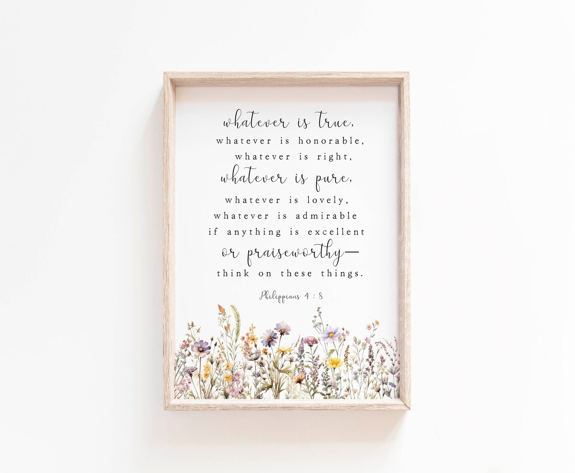 Philippians 4:8 Whatever Is True, Watercolor Scripture - Image 2