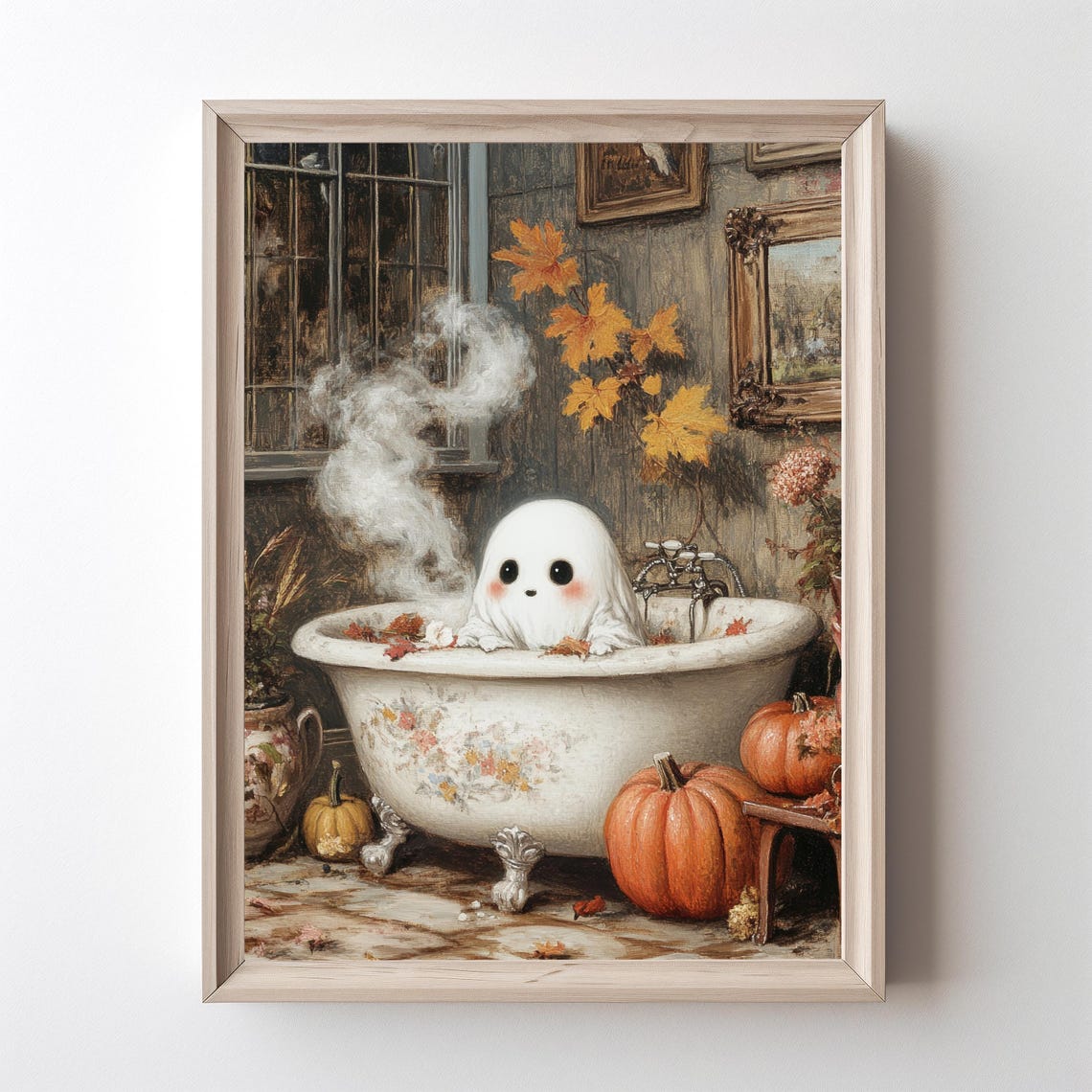 In Bathtub Halloween Wall Art Spook Bathroom Vintage Decor Spooky Cute