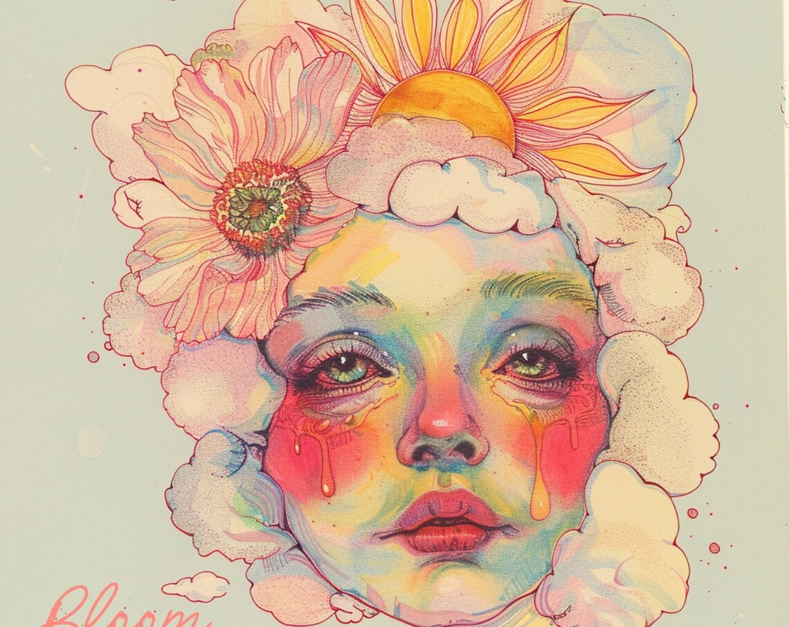 Spring Showers Pop Surreal Low Brow Art Print