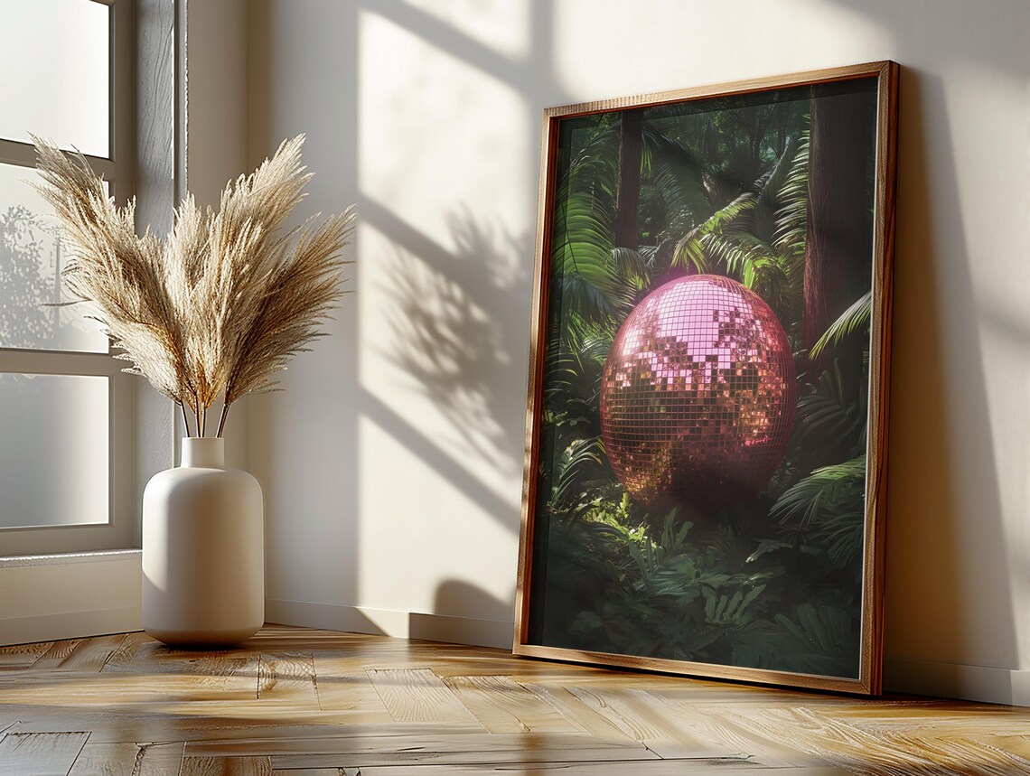 Retro Rainforest Disco Ball Art Print, Funky 70s - Image 2