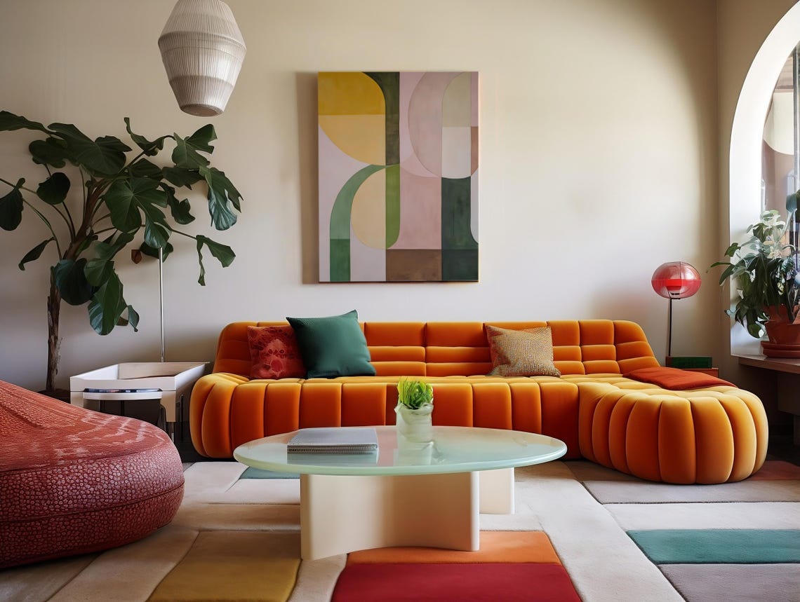 Geometric Arches Abstract Mustard Pink Green Modern Wall Art - Image 4