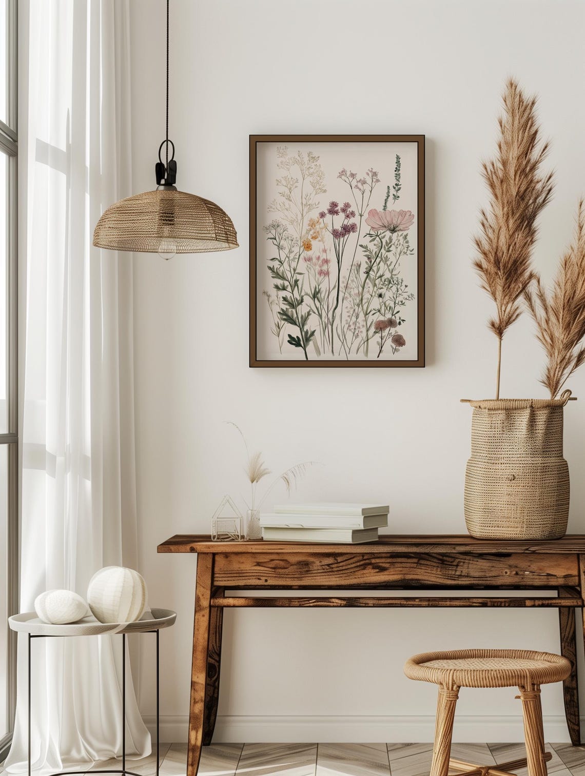 Pressed Wildflower Botanical Study Cream Neutral Vintage Poster - Image 3