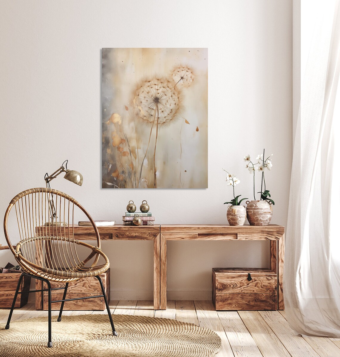 Moody Dandelion Painting, Vintage Botanical Art Print - Image 5