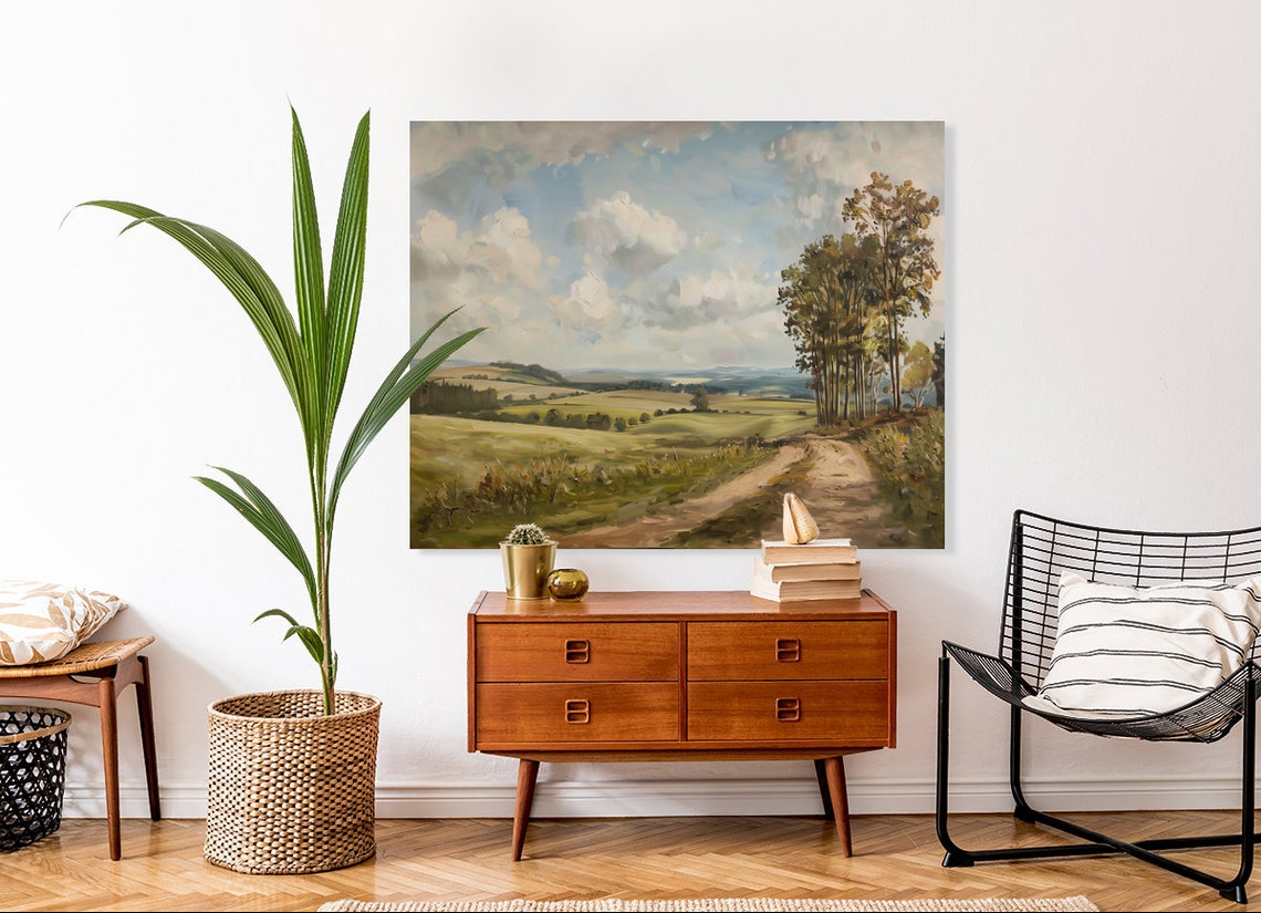 Rolling Green Countryside Hills Dirt Road Vintage Landscape Poster - Image 5