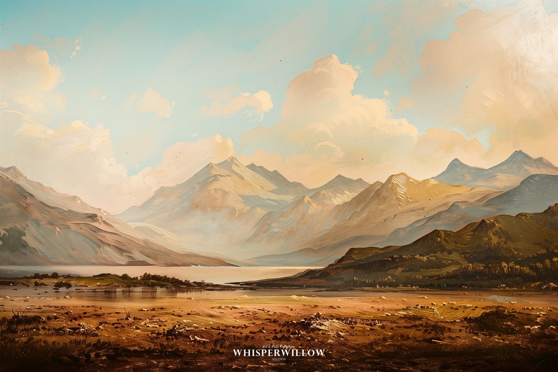 Vintage Mountain Valley Morning Light Antique Landscape Art Poster - Image 6