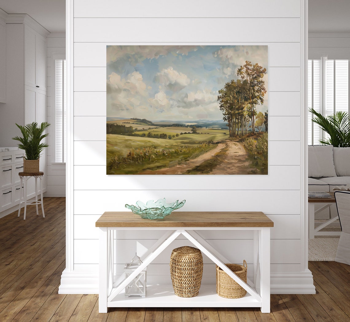 Rolling Green Countryside Hills Dirt Road Vintage Landscape Poster - Image 4