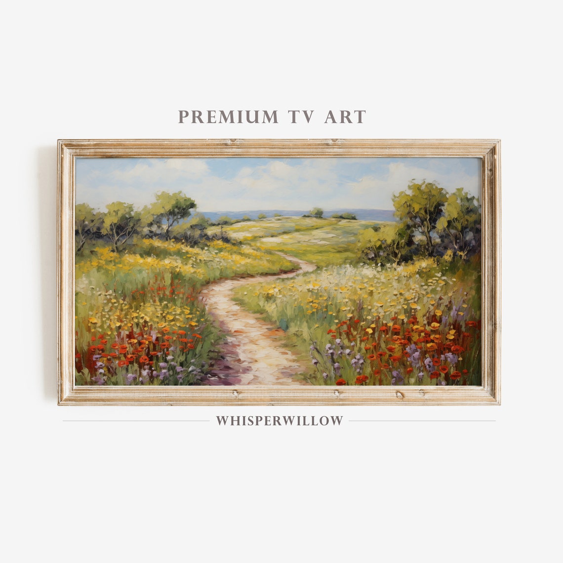 Winding Path Through Colorful Wildflower Valley Spring Poster