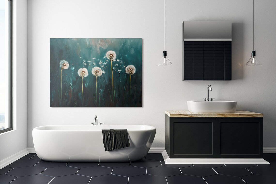 Midnight Dandelion Blues Art Print, Botanical Decor - Image 5