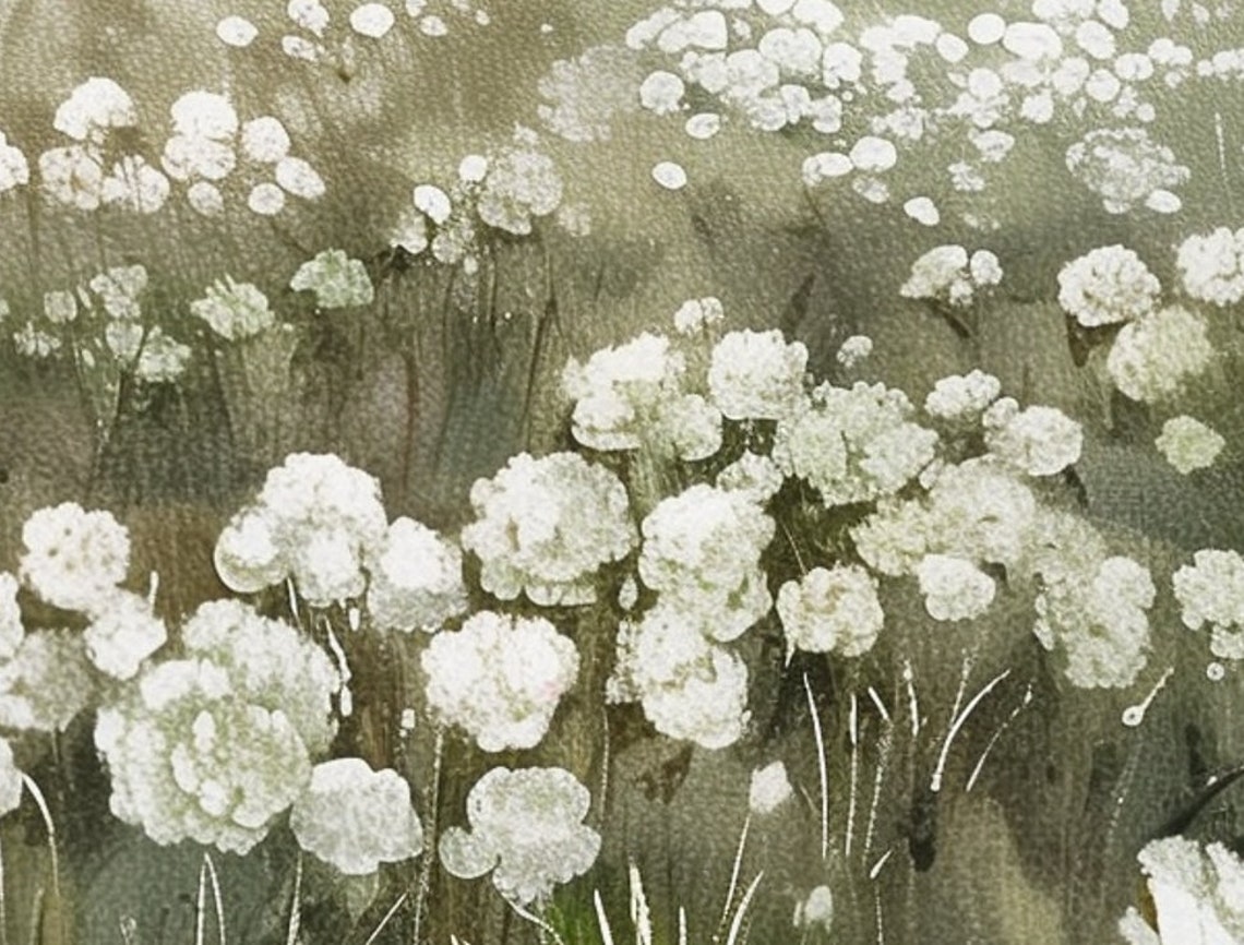 Vast White Wildflower Field under Blue Sky Summer Landscape Poster - Image 6