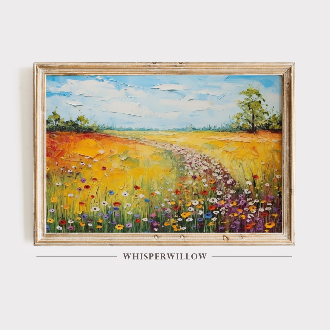 Golden Wildflower Meadow Impasto Oil Painting Summer Field Poster