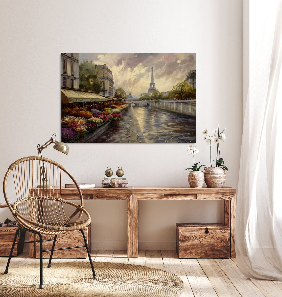Paris Flower Market Eiffel Tower Romantic Seine Riverside Poster - Image 3