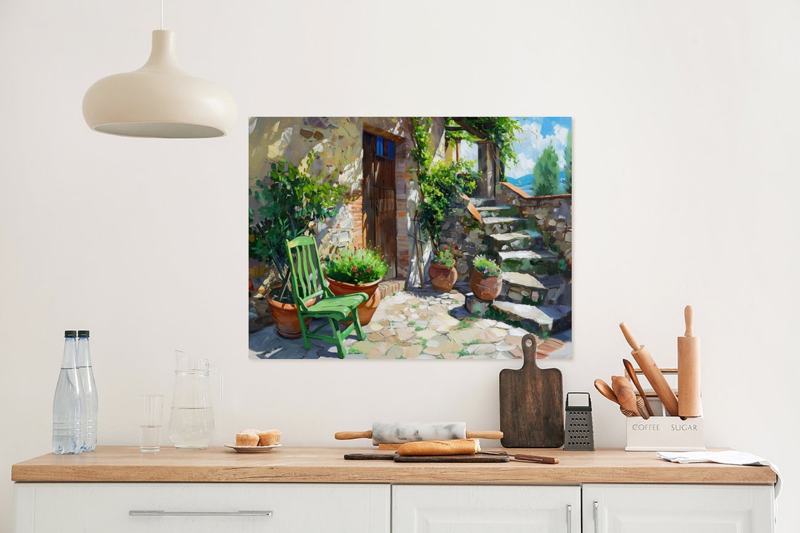 Sunny Tuscan Patio With Terracotta Pots Italian Courtyard Art Poster - Image 5