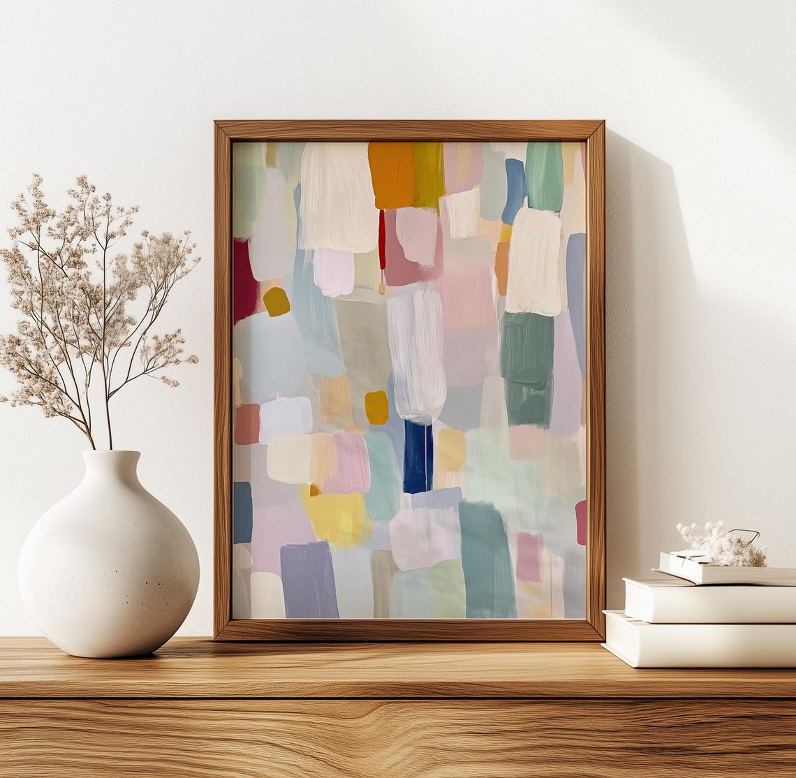 Cheerful Colorful Pastel Brushstroke Abstract Modern Painting Poster - Image 3