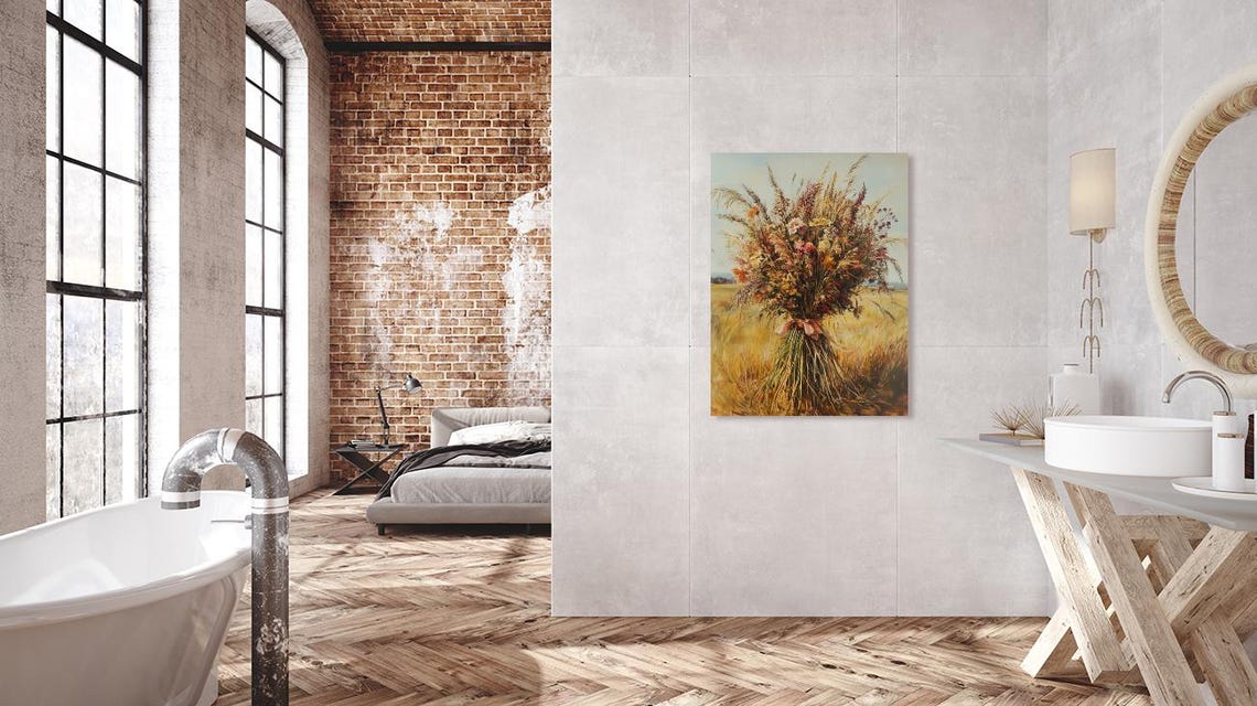 Dried Flower Bouquet Painting Rustic Fall Farmhouse Wall Art - Image 4