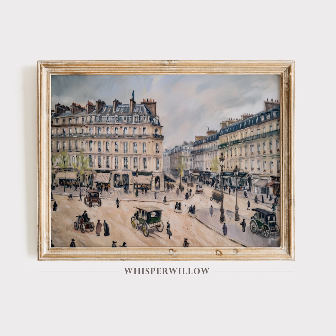 1800s Paris Square With Horse Carriages Vintage Cityscape Poster