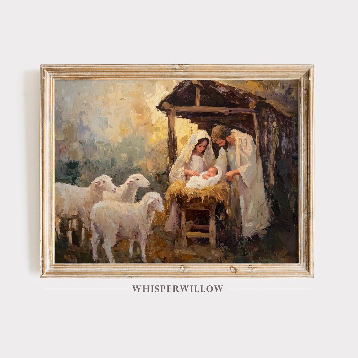 Christmas Nativity Scene Art Print, Holy Family