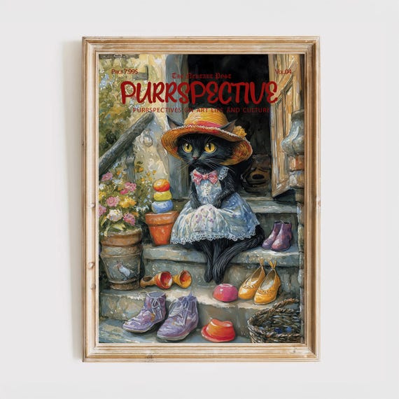 Purrspective Magazine Cover Print Funny Cat Poster Business Gift For Lover