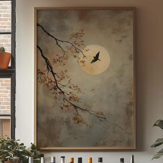 Autumn Flight Under The Moon Art Print