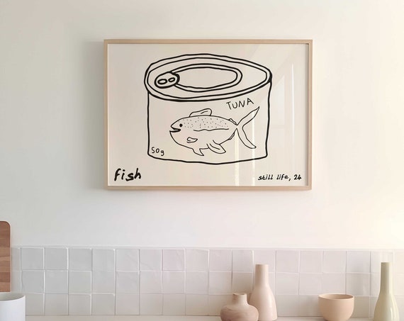 Tinned Fish Print, Retro Kitchen Art Print