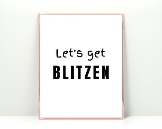 Let's Get Blitzen Funny Christmas Party Pun Typography Poster