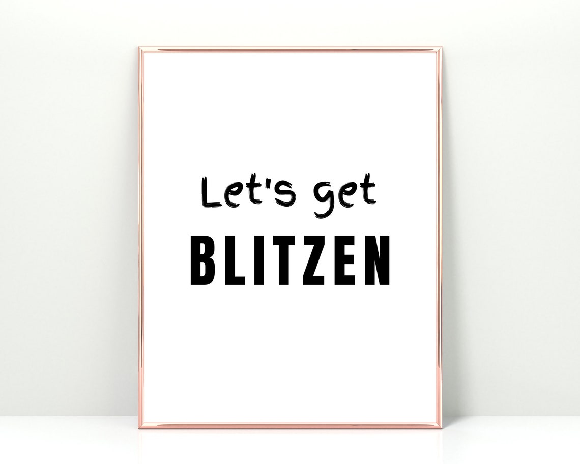 Let's Get Blitzen Funny Christmas Party Pun Typography Poster