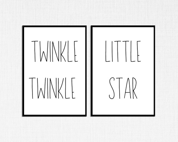 Twinkle Twinkle Little Star Nursery Two Piece Set Minimalist Poster