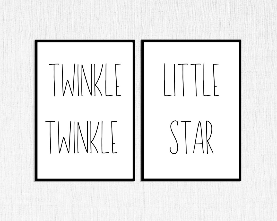 Twinkle Twinkle Little Star Nursery Two Piece Set Minimalist Poster