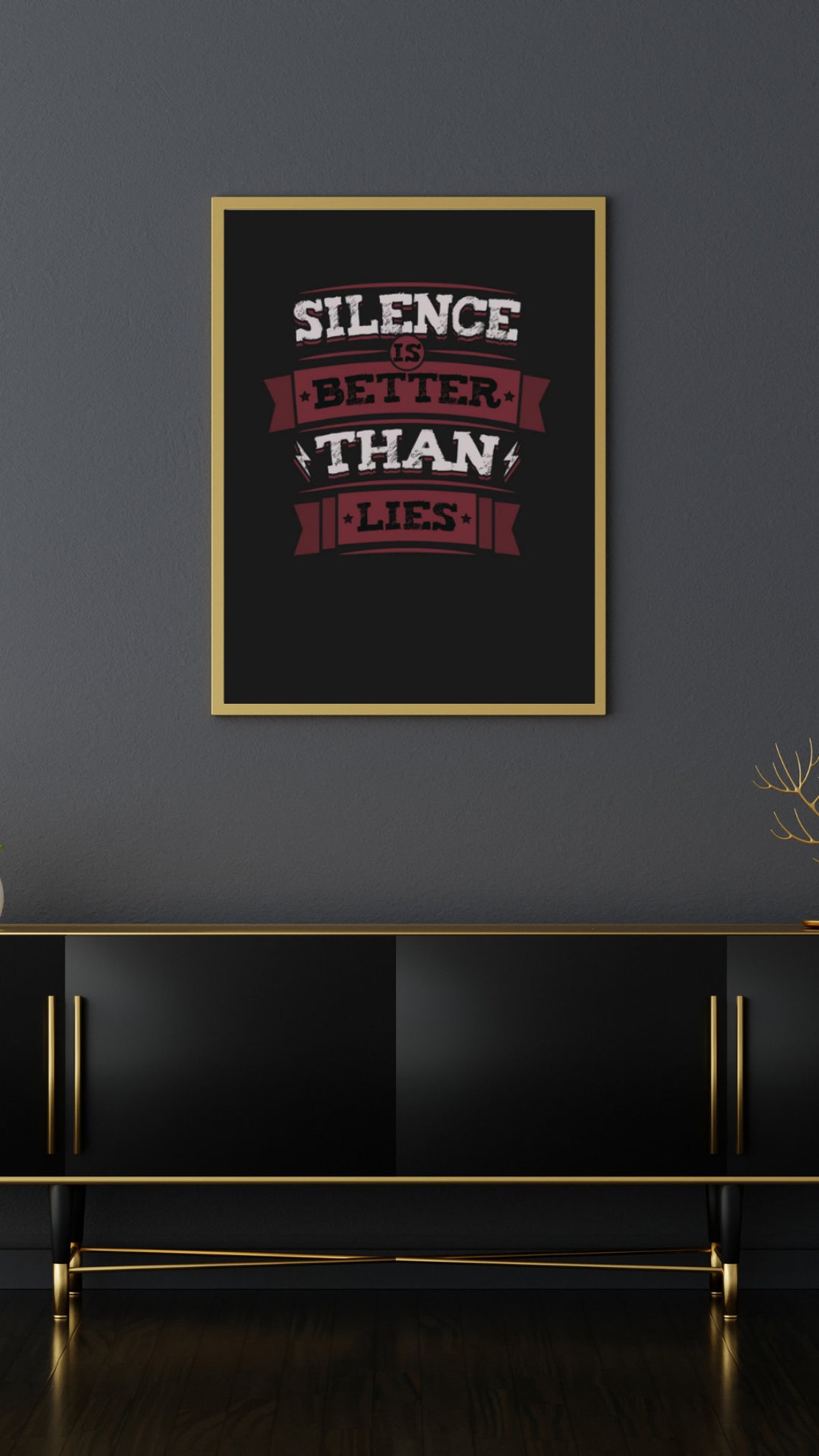 Silence Is Better Than Lies Vintage Badge Black Red Quote Poster