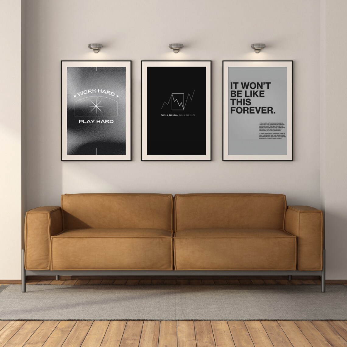 Just a Bad Day Not a Bad Life Minimalist Black Quote Poster for Office - Image 2