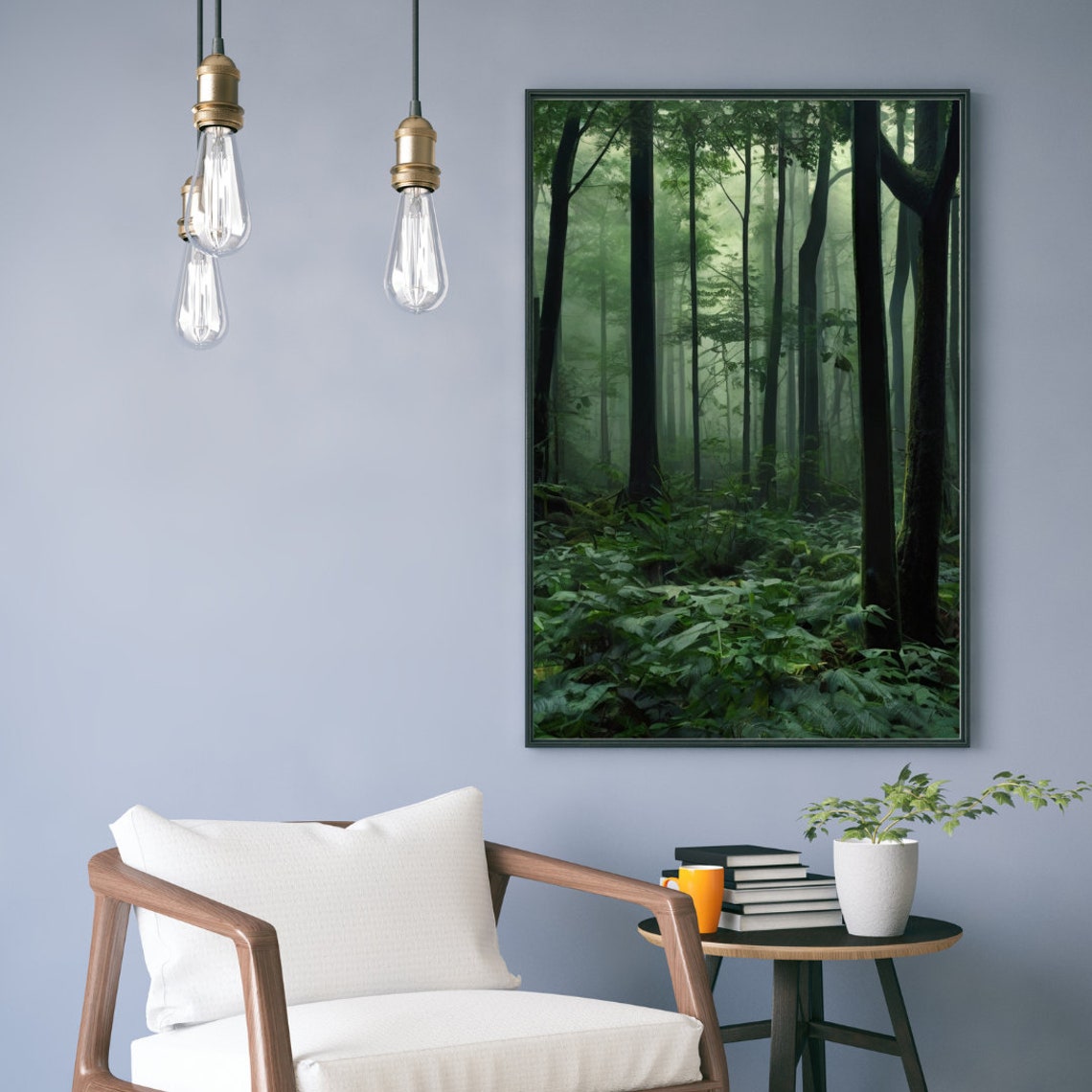 Mystical Forest Wall Art Green Nature Print