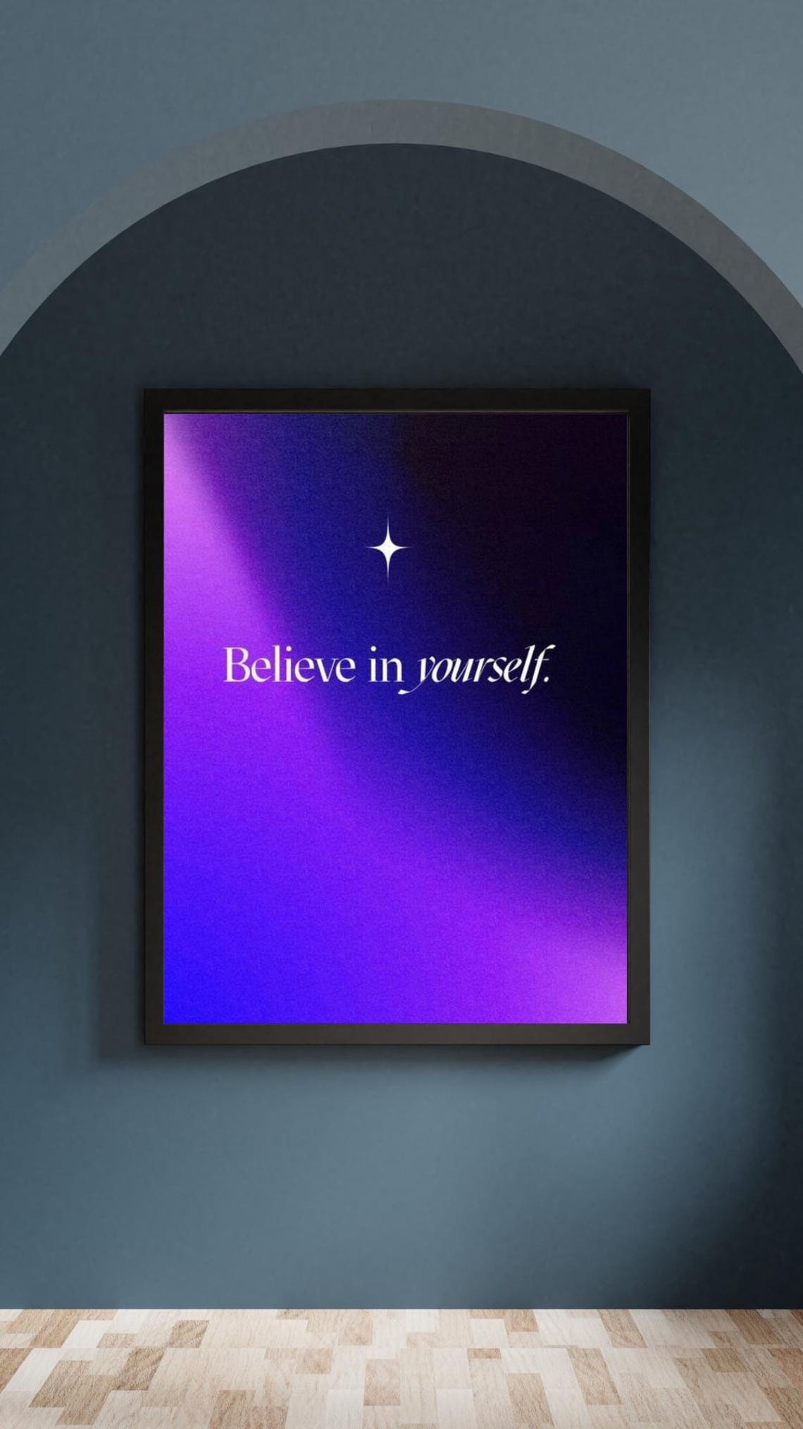 Believe in Yourself Purple Gradient Starry Night Typography Poster - Image 2