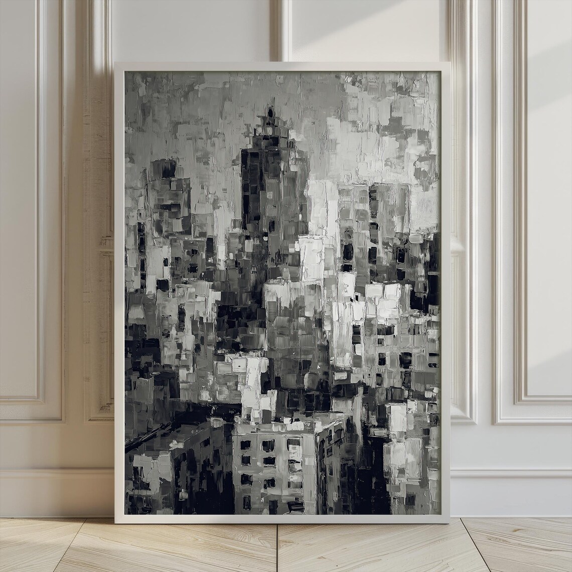 Monochrome Cityscape Print Modern Urban Art Multiple Sizes Available