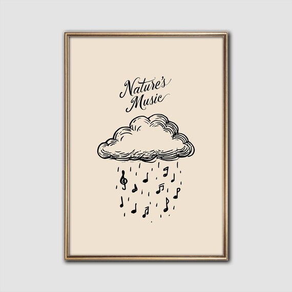 Natures Music Cloud Print Moody Rain Of Notes Wall Art