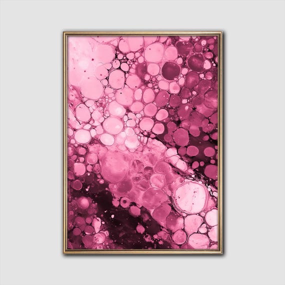 Pink Abstract Fluid Art Print Modern Wall Decor