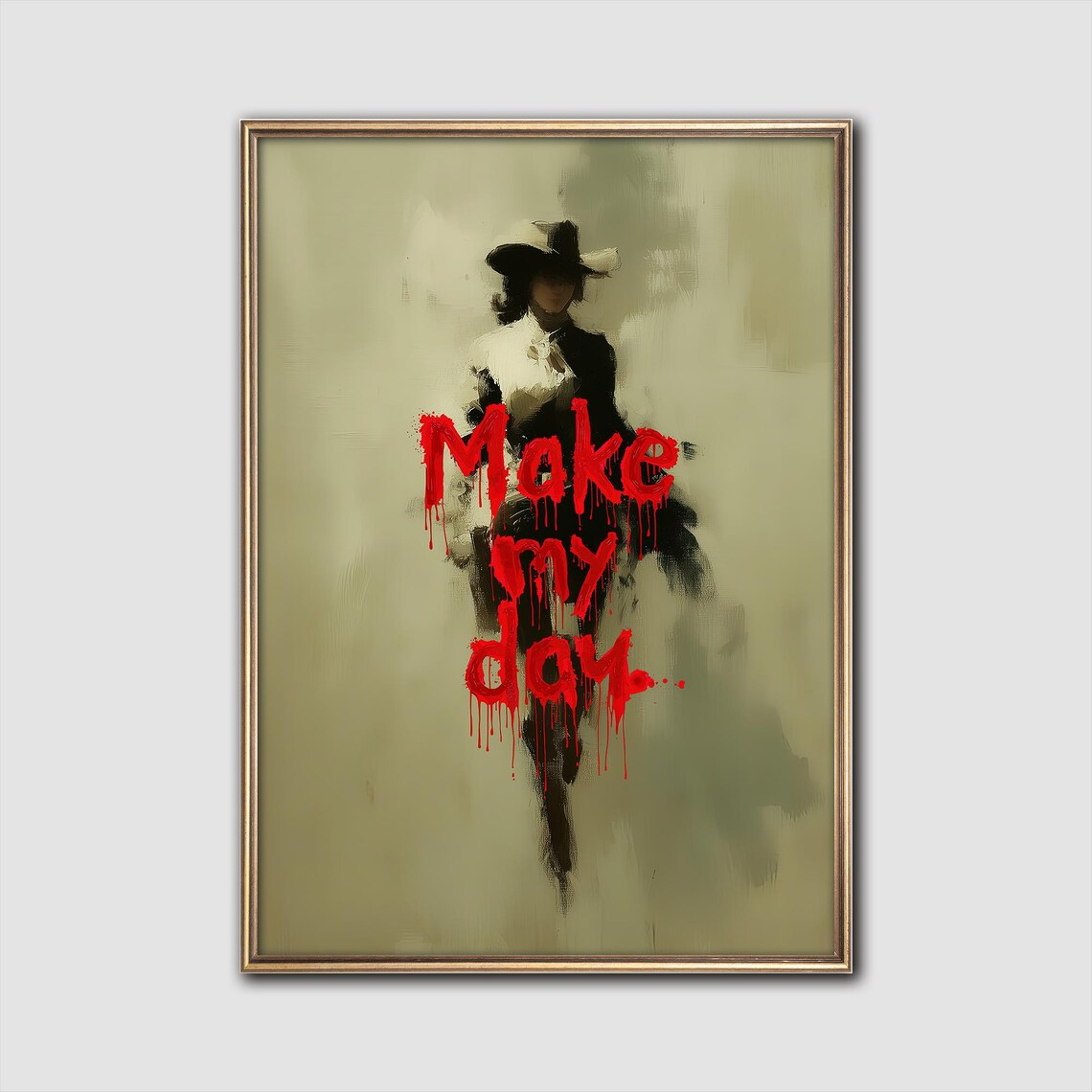 Make My Day Cowgirl, Moody Western Art Print