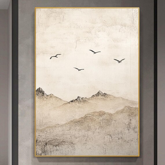Large Brown Abstract Mountain Painting Mountain Landscape Painting Mountain Abstract Wall Art Contemporary Art Neutral Painting Home Decor