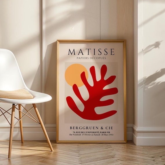 Matisse Papiers Decoupes 1953 Exhibition Poster Red Cutout Gallery Decor