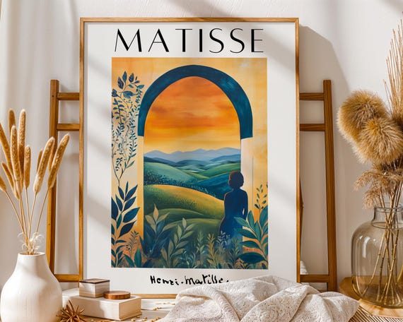Henri Matisse Inspired Sunset Wall Art Boho Landscape Poster Warm Tones Nature Print Serene Travel Home Decor