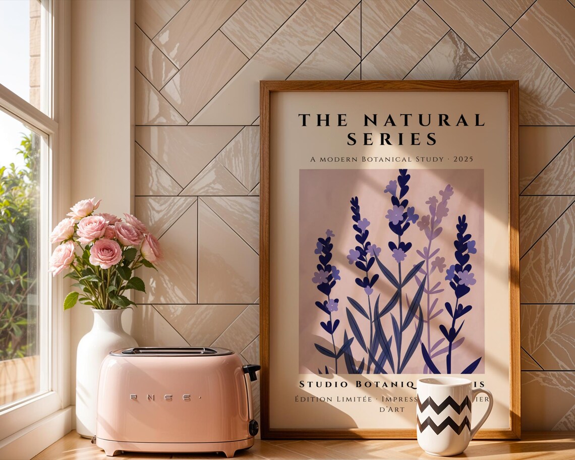 The Natural Series Cool Mauve Lavender Botanical Study Poster