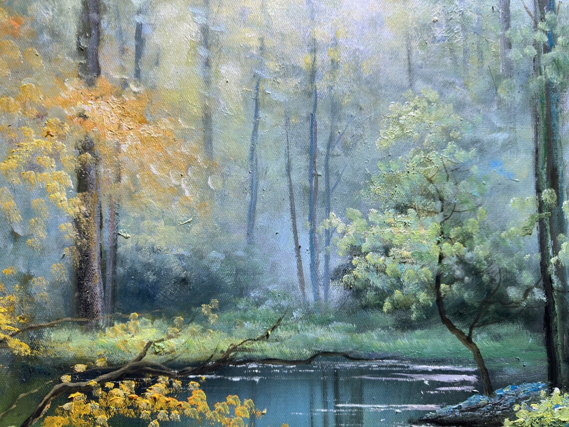 3D Textured Forest Oil Painting, Abstract Green Tree Art Print - Image 4