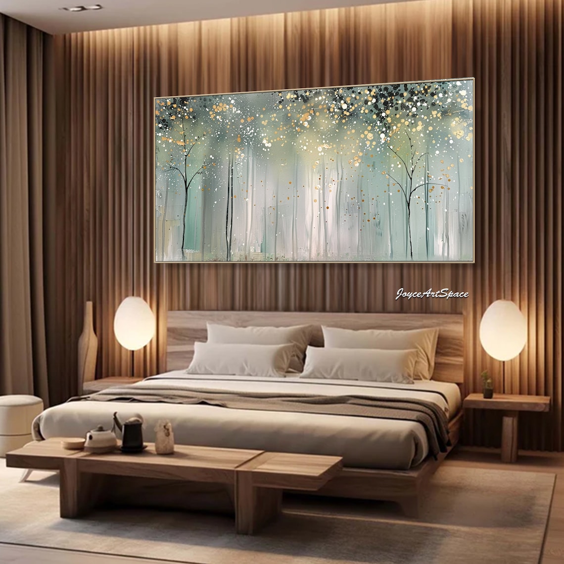 Forest Oil Painting, 3D Abstract Boho Art Print - Image 3