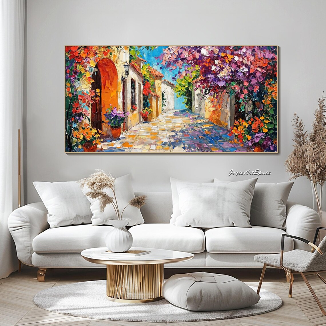 Abstract Greek Landscape Art Print, Textured Colorful - Image 3