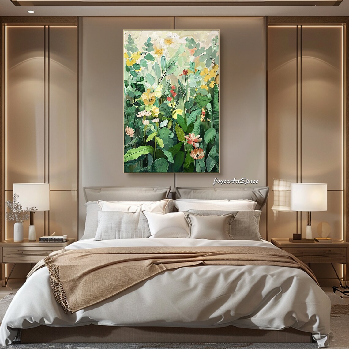 Green Floral Oil Painting Wall Art Print - Image 2